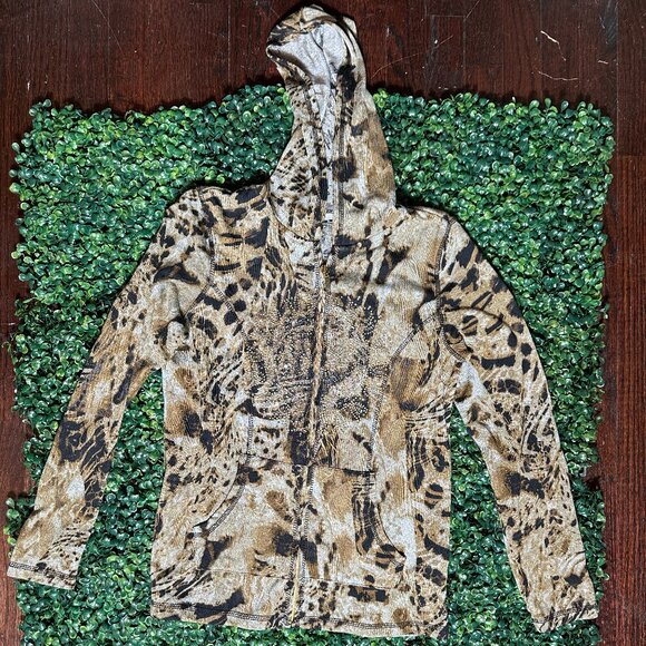 Gorgeous y2k animal print bedazzled lightweight hoodie size M - Picture 1 of 5